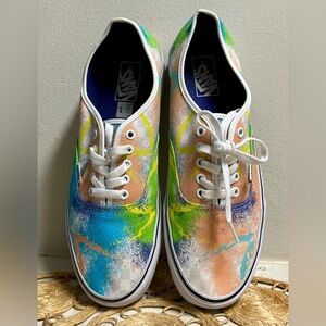 Vans Men’s size 11  classic skater spray paint Green Blue lace up Shoes